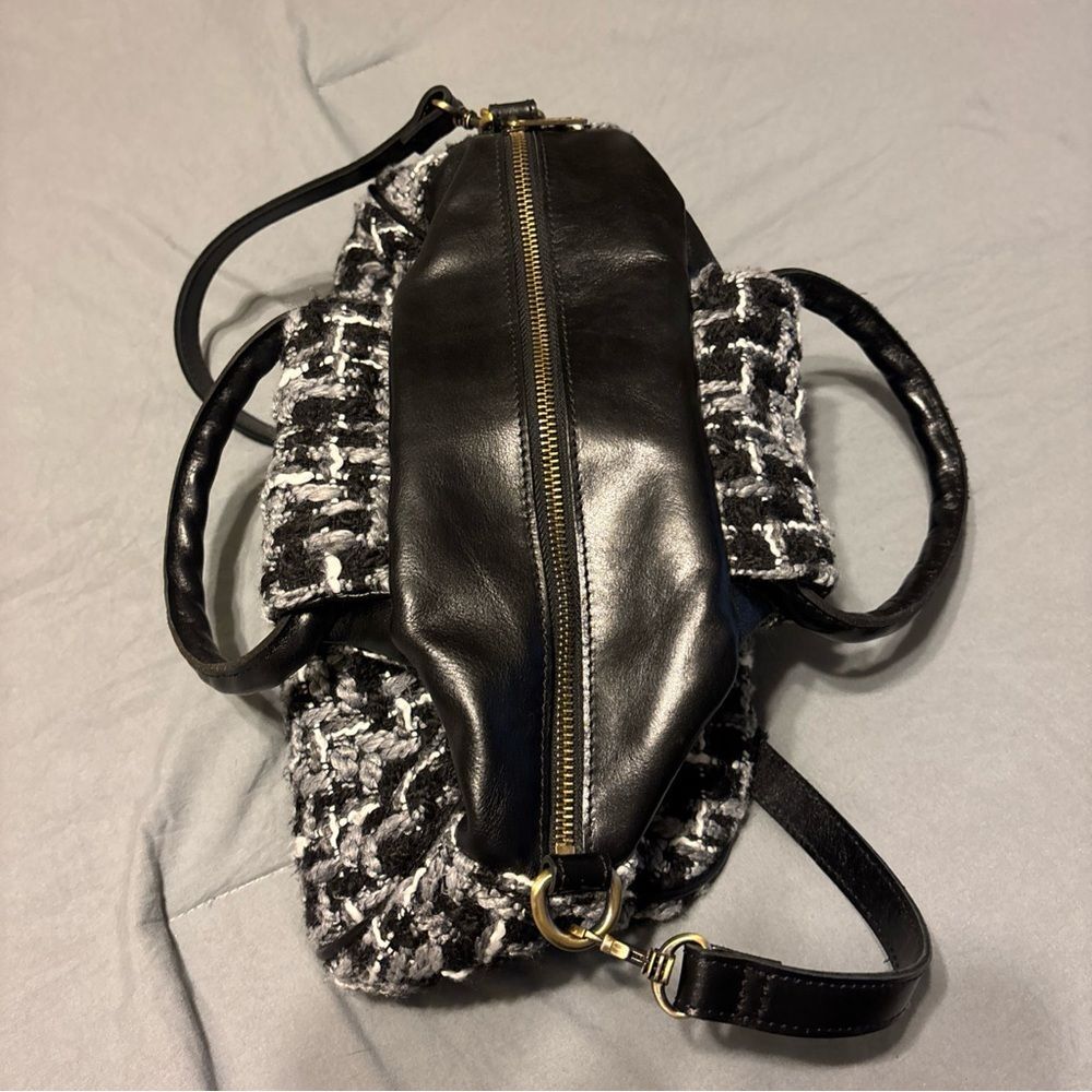 Patricia Nash Linley Black and White Tweed Shoulder Bag with op handles - Picture 8 of 9
